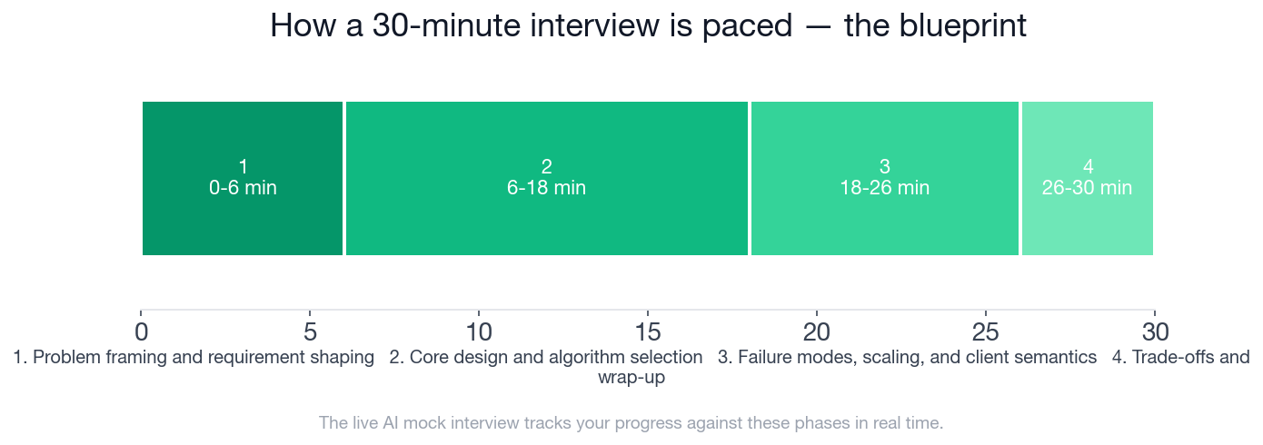 Backend Developer rate limiting interview blueprint timeline across four scored phases